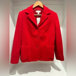 NEW Petite Sophisticate red three button wool cashmere blend blazer size 12